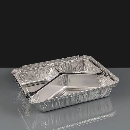 Oblong 3-Compartment Aluminum Tray W/Lids 250/CS