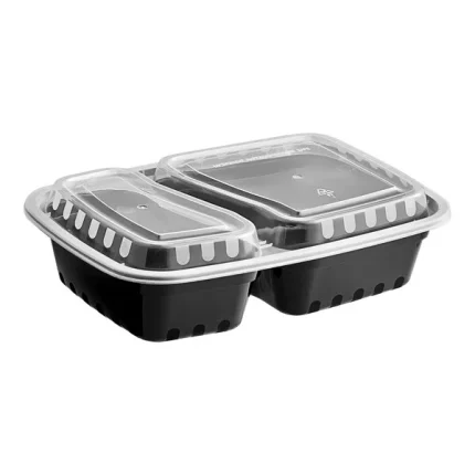30oz black rect. Container 2 comp.