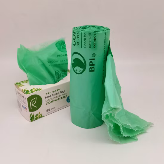Biodegradable-Plastic-Bag-Corn-Starch-Plastic-Bags-Compostable-Garbage-Bag 12x20 Roll Bags Heavy Duty 4R GREEN PRINT - Image 1