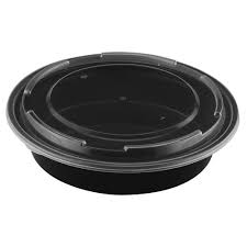 FH-32B 32oz Round Black Mic. Container 150set