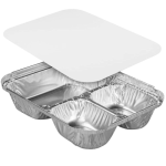 Oblong 3-Compartment Aluminum Tray W/Lids 250/CS