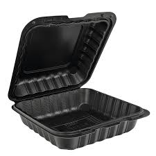 PH85-1-BLK 8X8-1 Comp.PLASTIC Hinged Con. HVY Duty 150ct (BLACK)