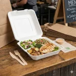 GREEN+ 9"X9" 3 Com.Paper container 200ct