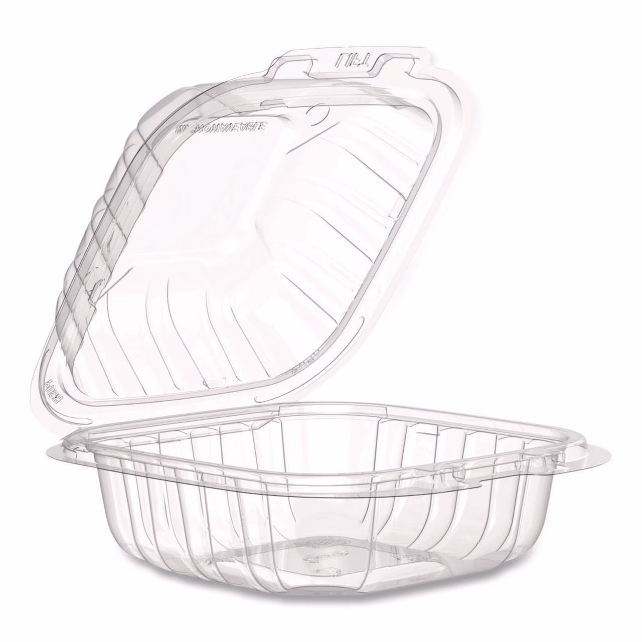 Dart-Microwaveable-Hinged-Containers-ProPlanet-6-31-x-6-31-x-3-Clear-Plastic-300-Carton_f460248b-1264-4dfd-a2a4-a8d84d6c4143.07e4a54e714f0929cea2b7ec00a585c5 H57 CLR. HINGED CONT. 6''X5-3/4''X3'' 4X125 (500) - Image 1